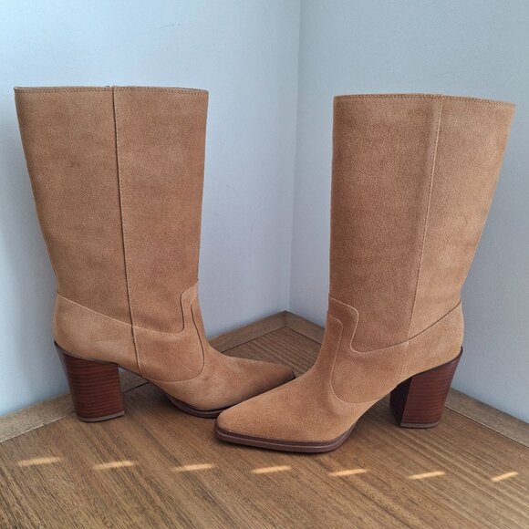 Franco Sarto | Jaxon Mid Calf Suede Boots (Camel) | Women's US 8.5 - Picture 2 of 12